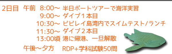 ピピ島オープンウォーターダイバーライセンス日程2
